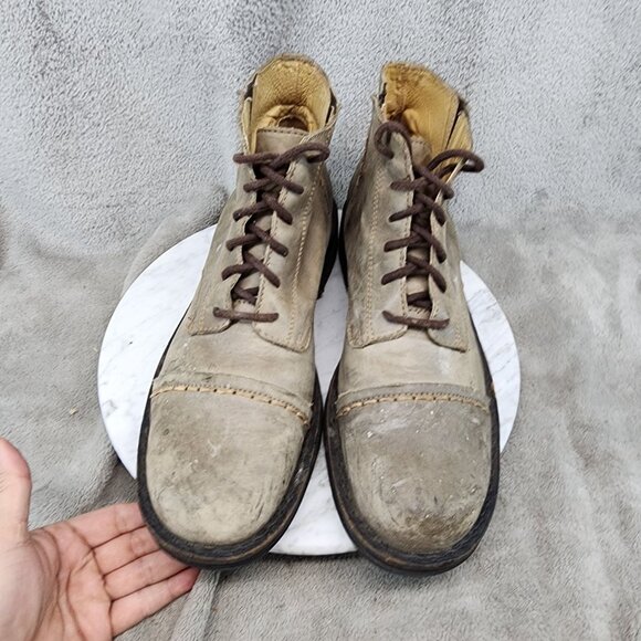 Kenneth Cole Reaction Shoes Mens Size 10 Tan Leather Cap Toe America Boot *Read* main image 6